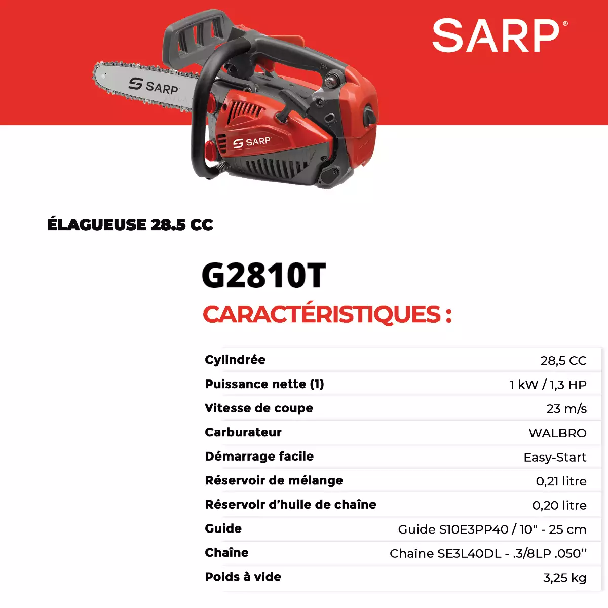 G2810T Élagueuse – 28.5 cc