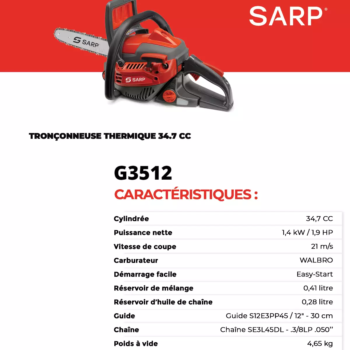 G3512 Tronçonneuse thermique – 34.7 CC